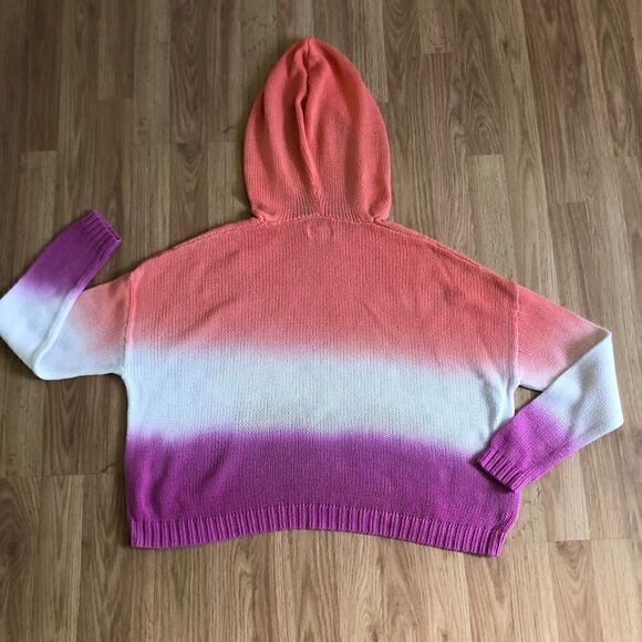 Lou & Grey Ombré Striped Loose Knit Hoodie Sweater Lounge Beach - Picture 7 of 7